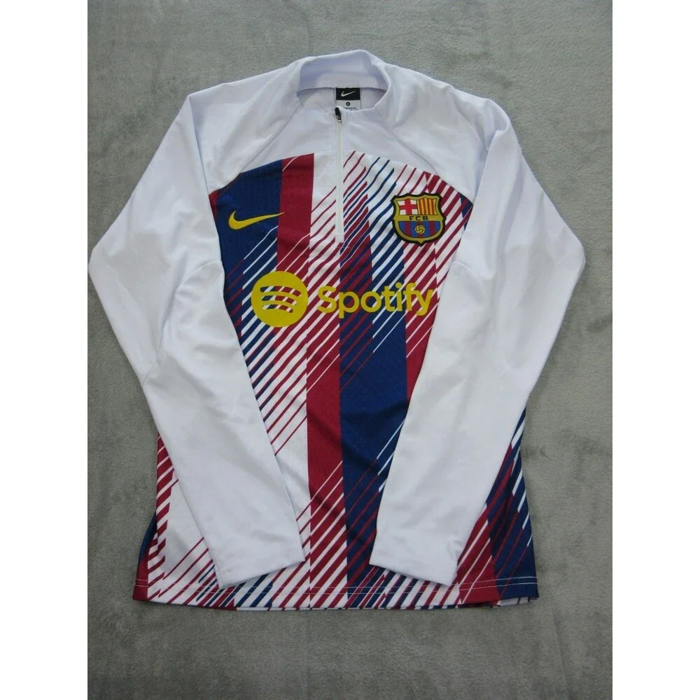 Nike FC Barcelona Tracksuit Boys Youth Sz. Small 1/4 Zip Top & Pants White Blue